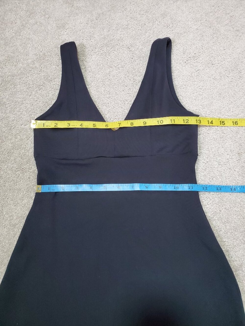 ABERCROMBIE & FITCH Bodycon Midi Dress Black XS V-Neck Stretch Empire Waist LBD - Picture 12 of 14